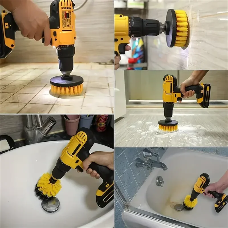 3 Pcs/Set Power Drill Brush Set - Portable Scrubber Cleaning Tool Kit for Bathroom Kitchen Grout Floor Tub Shower Tile Surface image 4