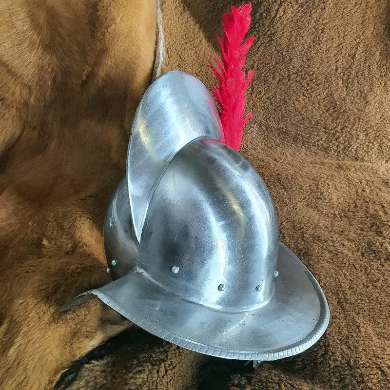 European Medieval Armor Plank Duck Helmet, Soldier Helmet Spanish Pot Helmet