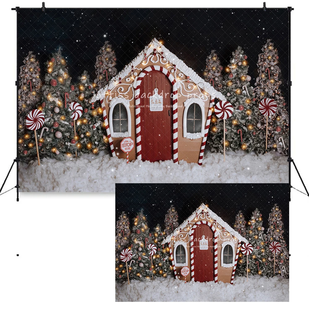 Gingerbread Cottage Starry Sky Backdrops Kids Baby Photography Child Adult Photocall Decors Winter Forest Backgrounds