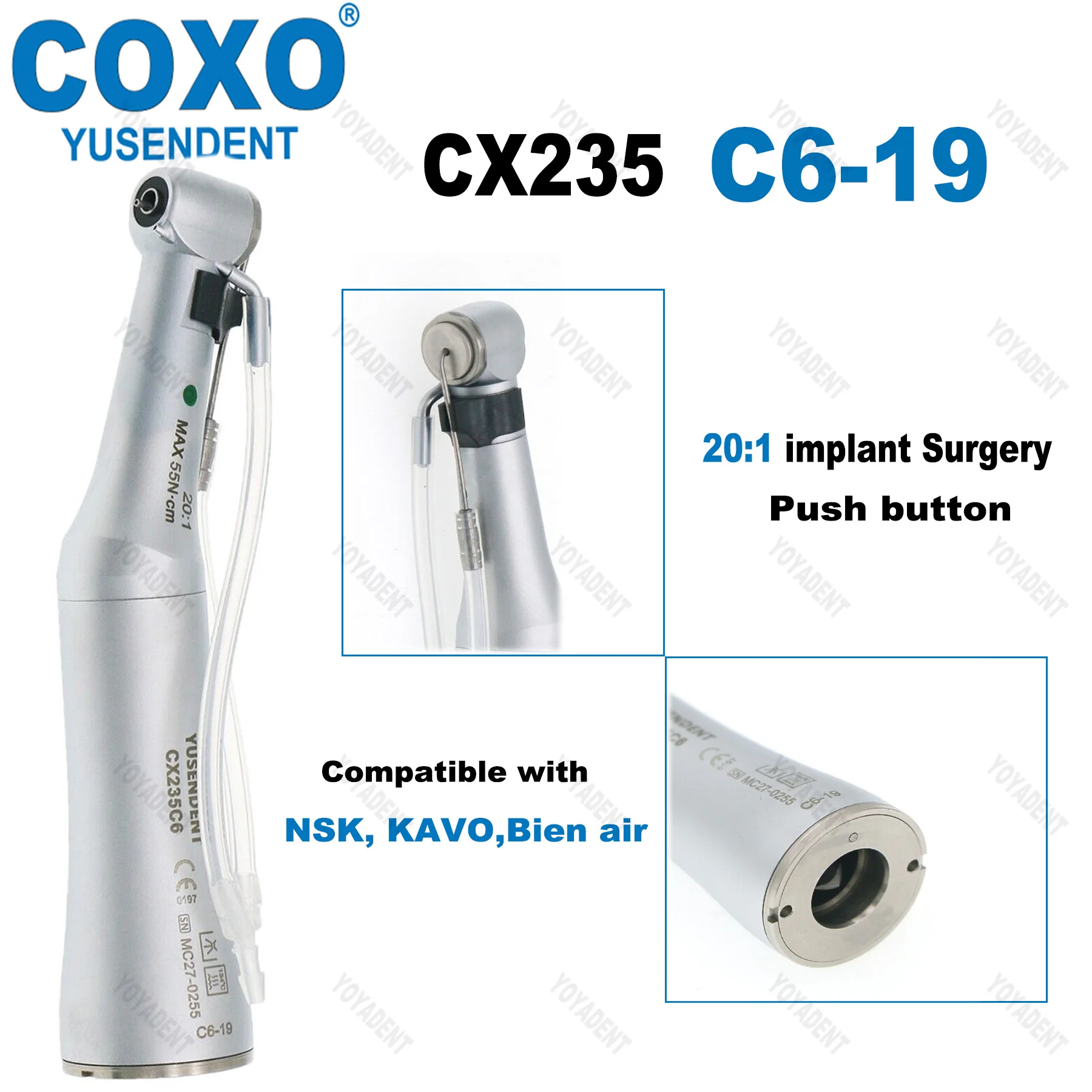 COXO Dental Handpiece 20:1 Low Speed Handpiece Implant Surgery Handpiece Contra Angle Handpiece E Type Fit KAVO NSK