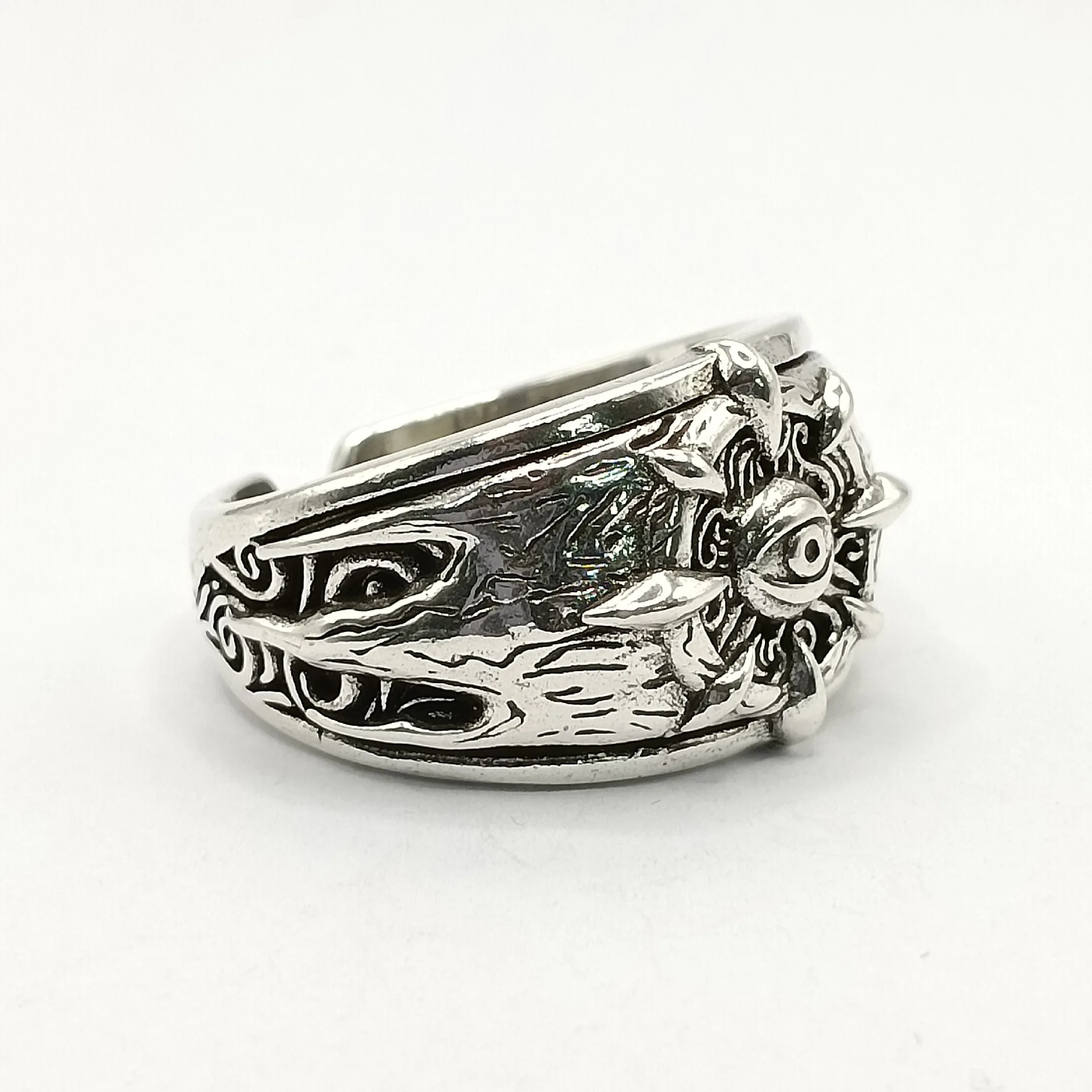 Retro “Reborn” Divine Eye Open Ring For Men Silver-plated Brass Punk Gothic Edgy Jewelry Hiphop Bikers Accessories Gift for Him