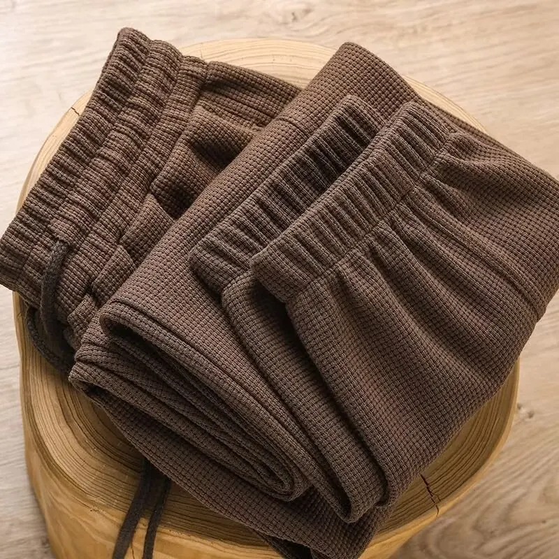 Spring And Autumn Men's American Waffle Pants Large Size Loose Straight Pants Casual Versatile Sweatpants Straight Pants