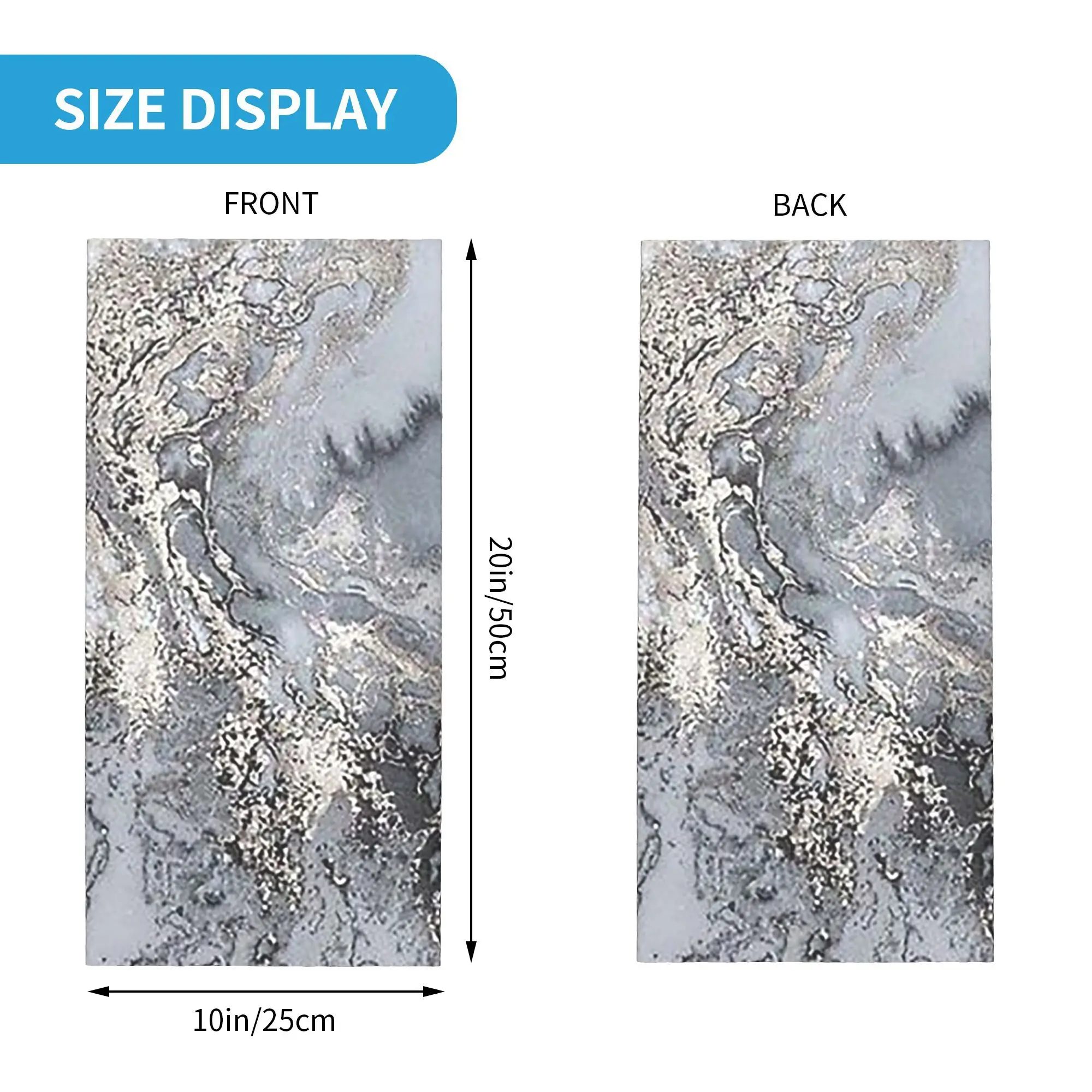 غطاء رقبة باندانا رخامي باللون الرمادي والفضي، وشاح وجه مطبوع، عصابة رأس متعددة الاستخدام لركوب الدراجات للجنسين والبالغين في الشتاء