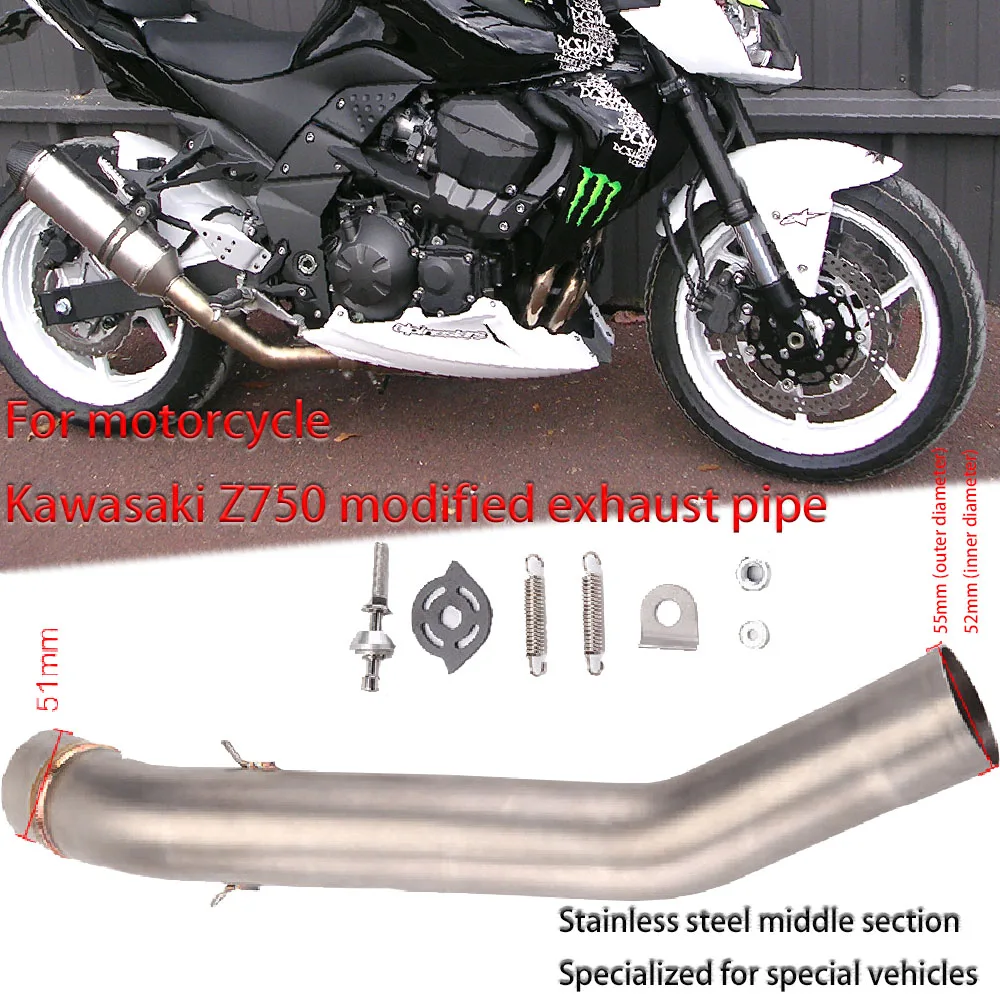 

Motorcycle Muffler Escape for Kawasaki Z800 2013-2016 Z750 2007-2014 Exhaust Contact Middle Section Connecting Pipe Z750 Z800