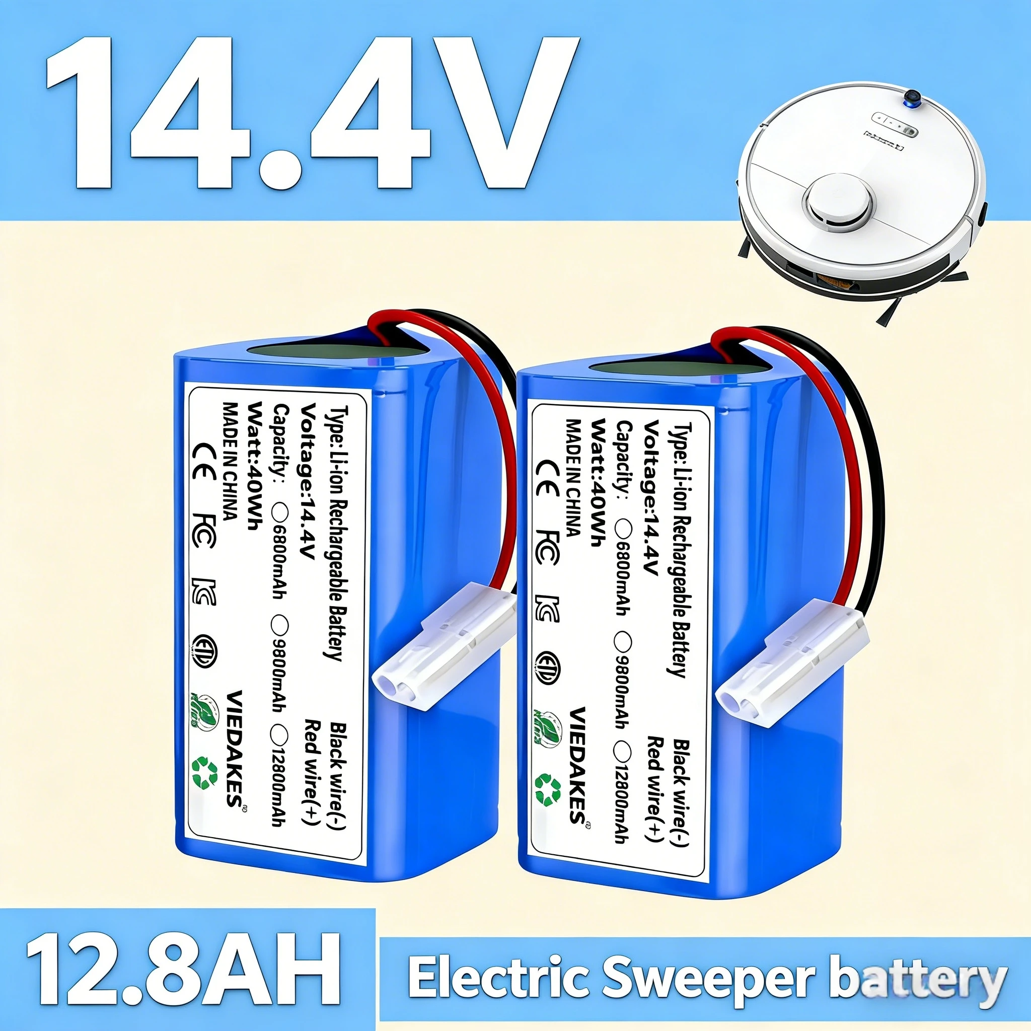 New 4S1P 14.4V Electric Sweeper Battery, For XIAOMI MIJIA Mi Robot Vacuum-Mop Essential G1 MJSTG1, SKV4136GL H18650CH R30 Pro