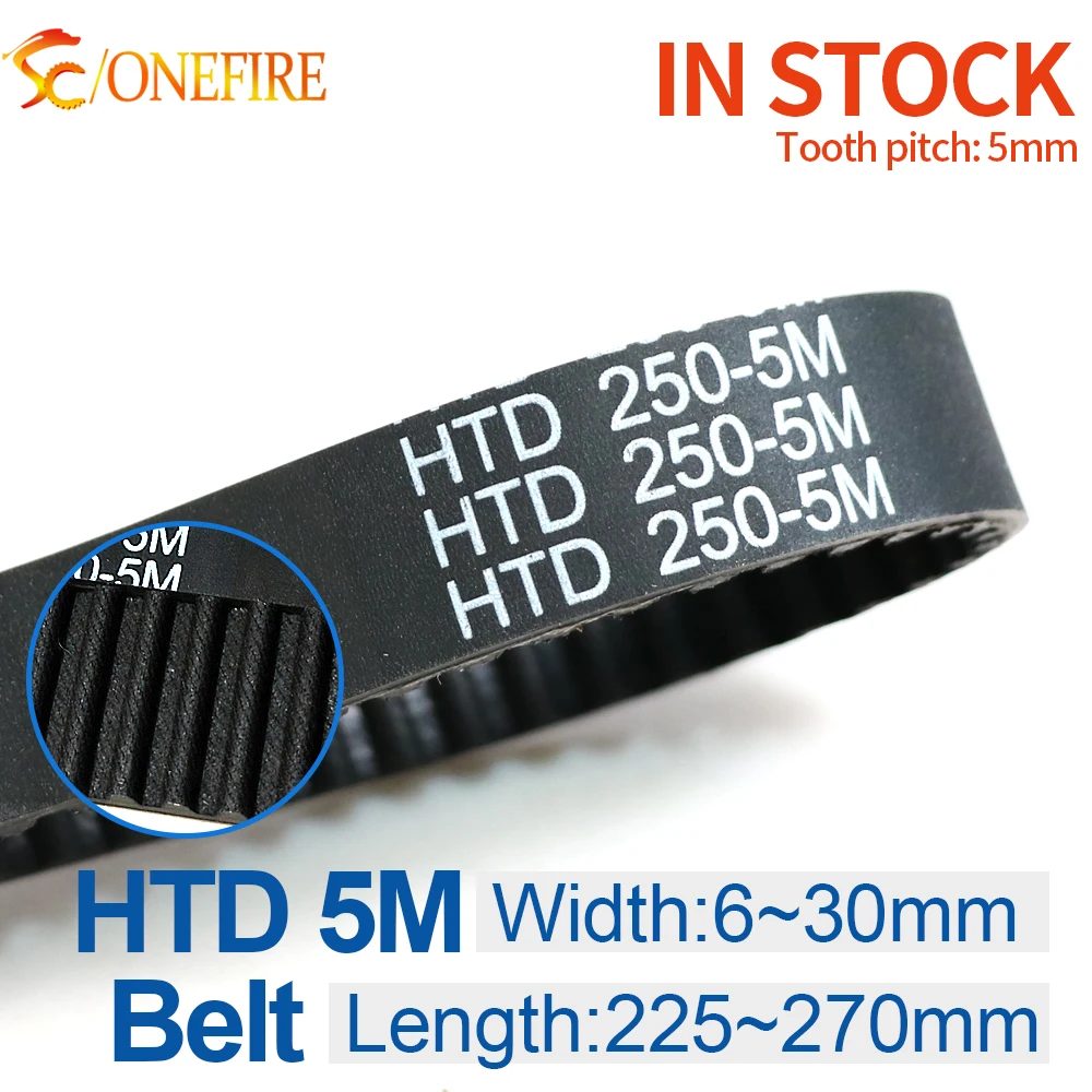 HTD 5M Timing Belt Length 225-5M to 270-5M Width 6~30mm Pitch 5mm Rubber Transmission Synchronous Pulley Belt