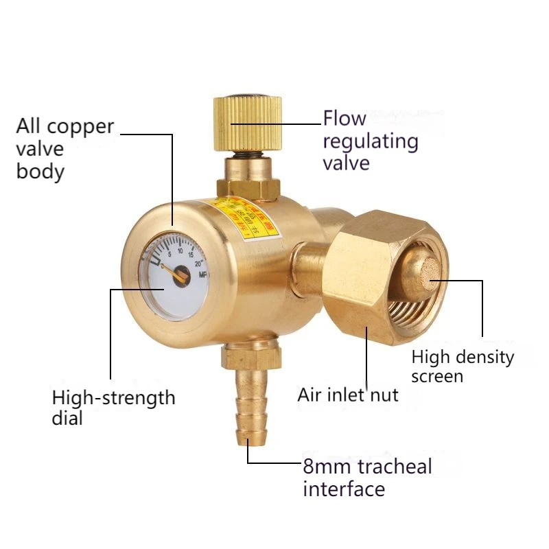 

Argon Reducer All Copper Alloy Argon Arc Welding Energy-Saving Gas Pressure Reducing Valve Argon Meter Anti Drop Explosion-Proof