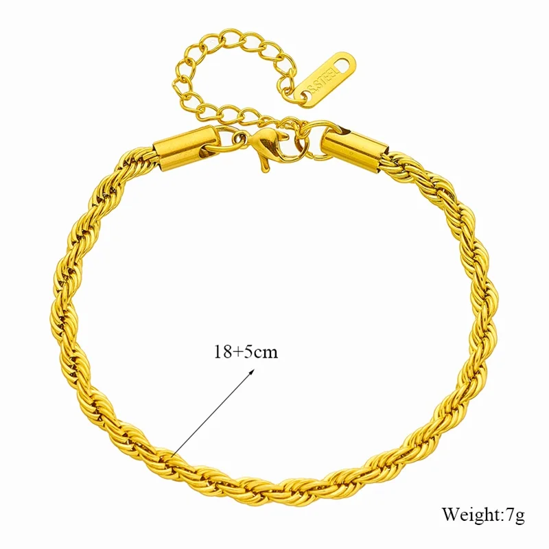 LAMENGLY 316L Stainless Steel Gold Color Threaded Twist Bracelet For Women New Trendy Girls Bangle Chain Non-Fading Jewelry Gift