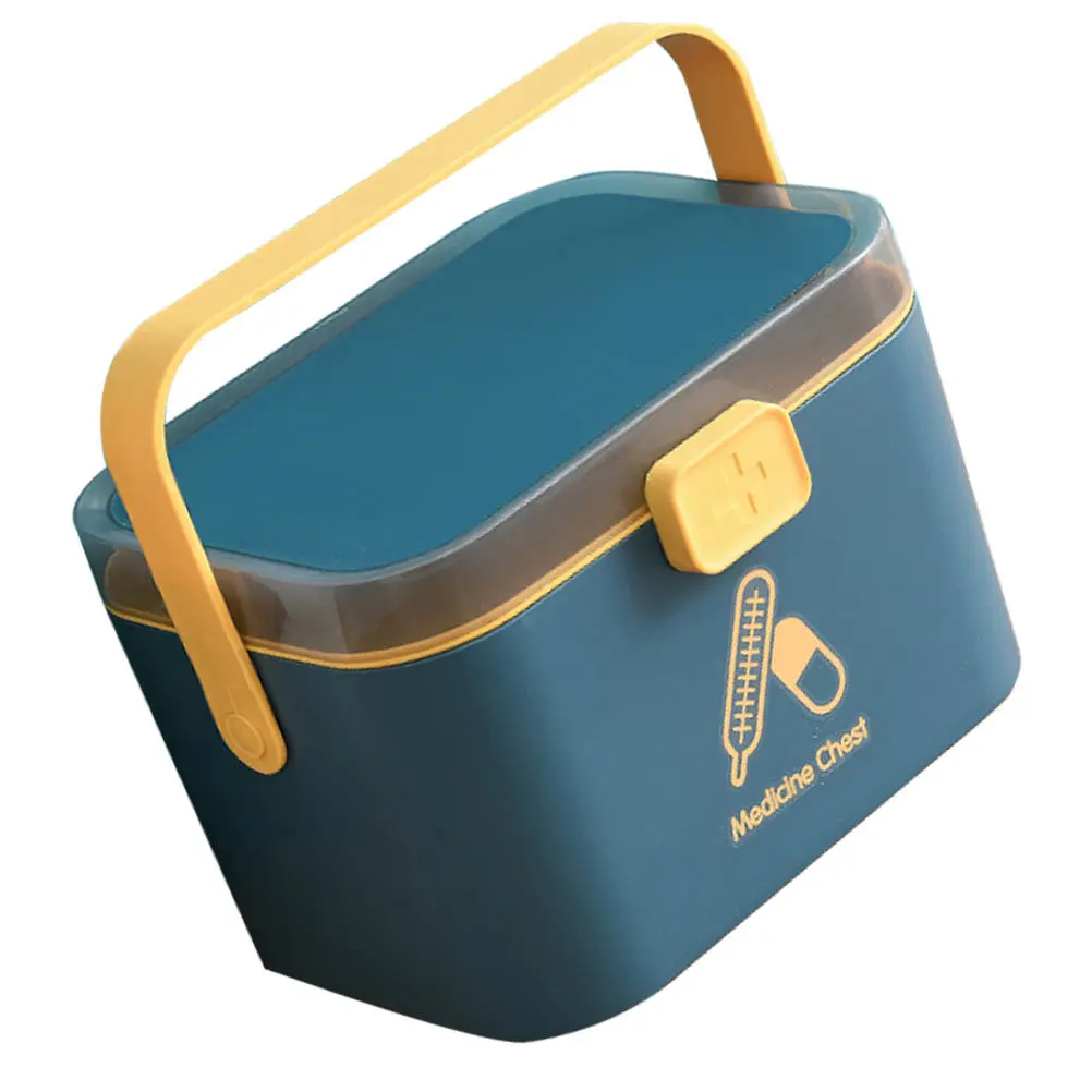صندوق أدوية منزلي متعدد الطبقات حقيبة تخزين بلاستيكية محمولة لمستلزمات الطوارئ والإسعافات الأولية وتخزين الإسعافات الأولية