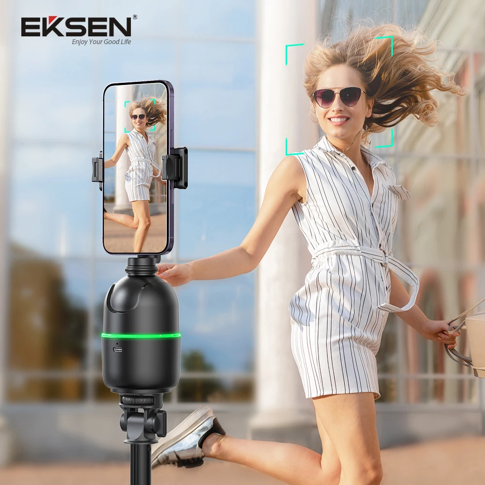 AI Tracking Gimbal Stabilizer, Colorful Light 360° Rotation Face Tracking Smartphone Holder for Tiktok live photography