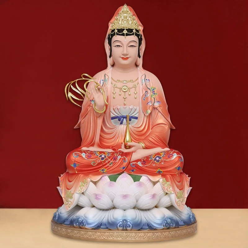 Exquisite resin carving Guanyin Bodhisattva Buddha statue home Buddhist hall offerings desktop ornaments decorative crafts