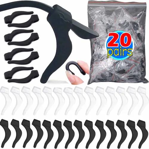 1-20 pares de gafas antideslizantes de silicona invisibles, piernas para mujeres y hombres, ganchos para las orejas transparentes, sujetadores de manga, soportes para gafas anticaída