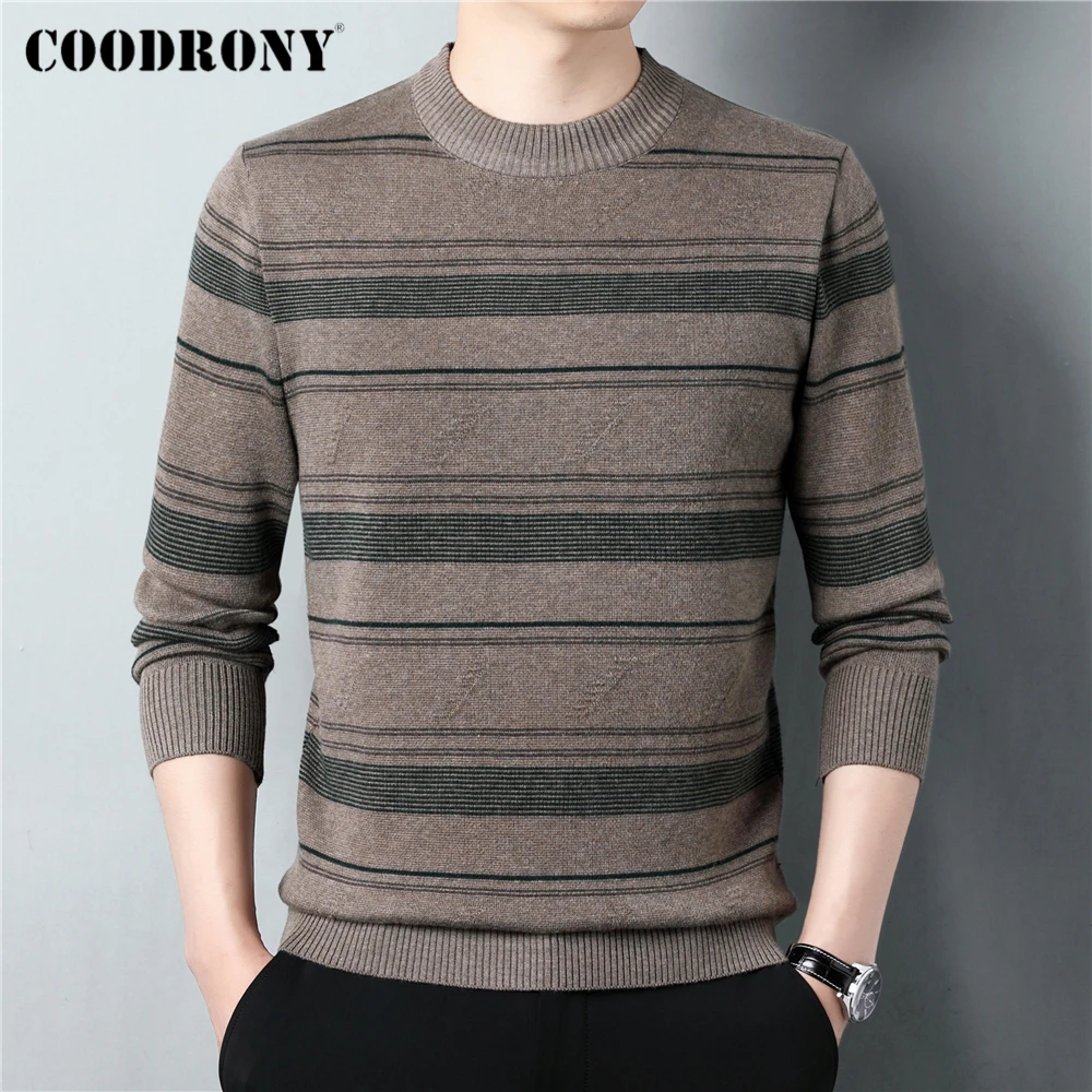 

COODRONY Brand Thick Striped Sweater Men Clothing Autumn Winter New Arrival Warm Knitted Pullover Men Casual Jersey Jumper Z1160