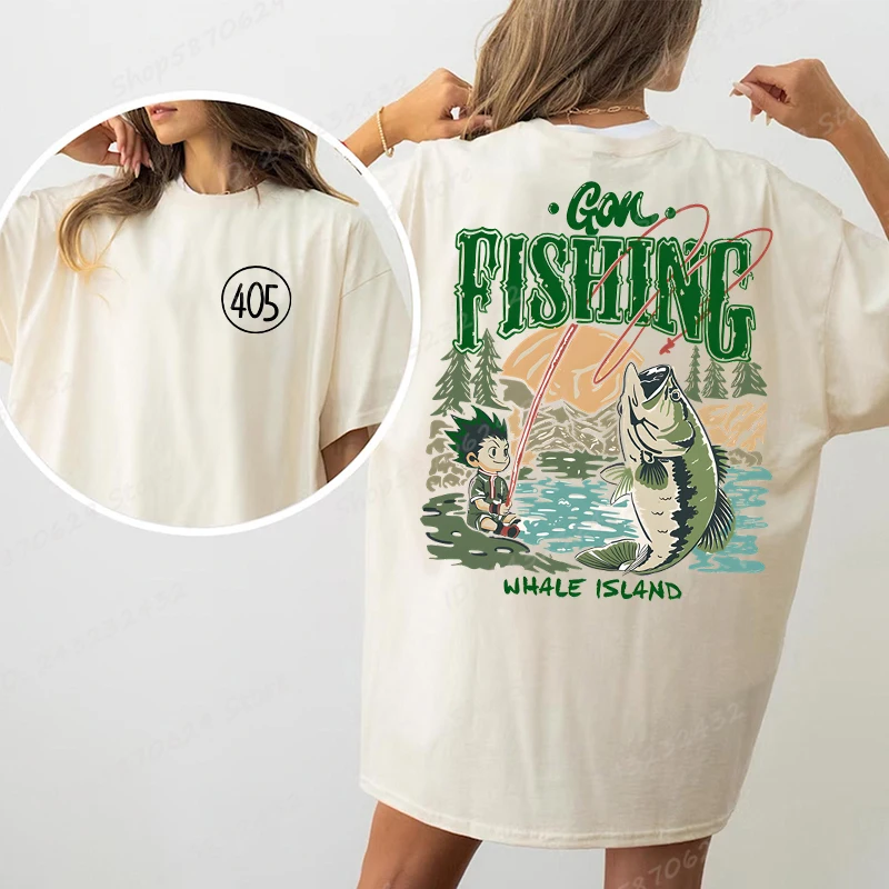 

Аниме HxH Gon Футболки с принтом для рыбалки Забавная футболка с мангой и коротким рукавом Harajuku Хлопковая футболка большого размера Женская и мужская футболка с аниме