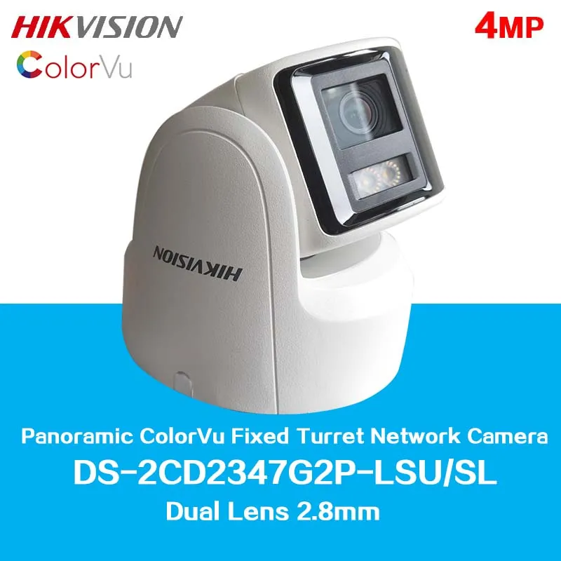 HIKVision 4 MP Panoramic ColorVu Fixed Turret Network Camera DS-2CD2347G2P-LSU/SL Two-way Audio, PoE, Motion Detection,