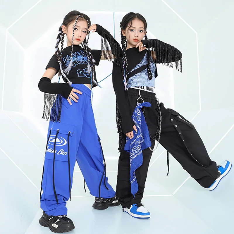 Girl Jazz Dance Costume Modern K-pop Clothing Y2K Fashion Crop Tops Pants Kids  Hip Hop Street Dance Performance Clothes BL14096