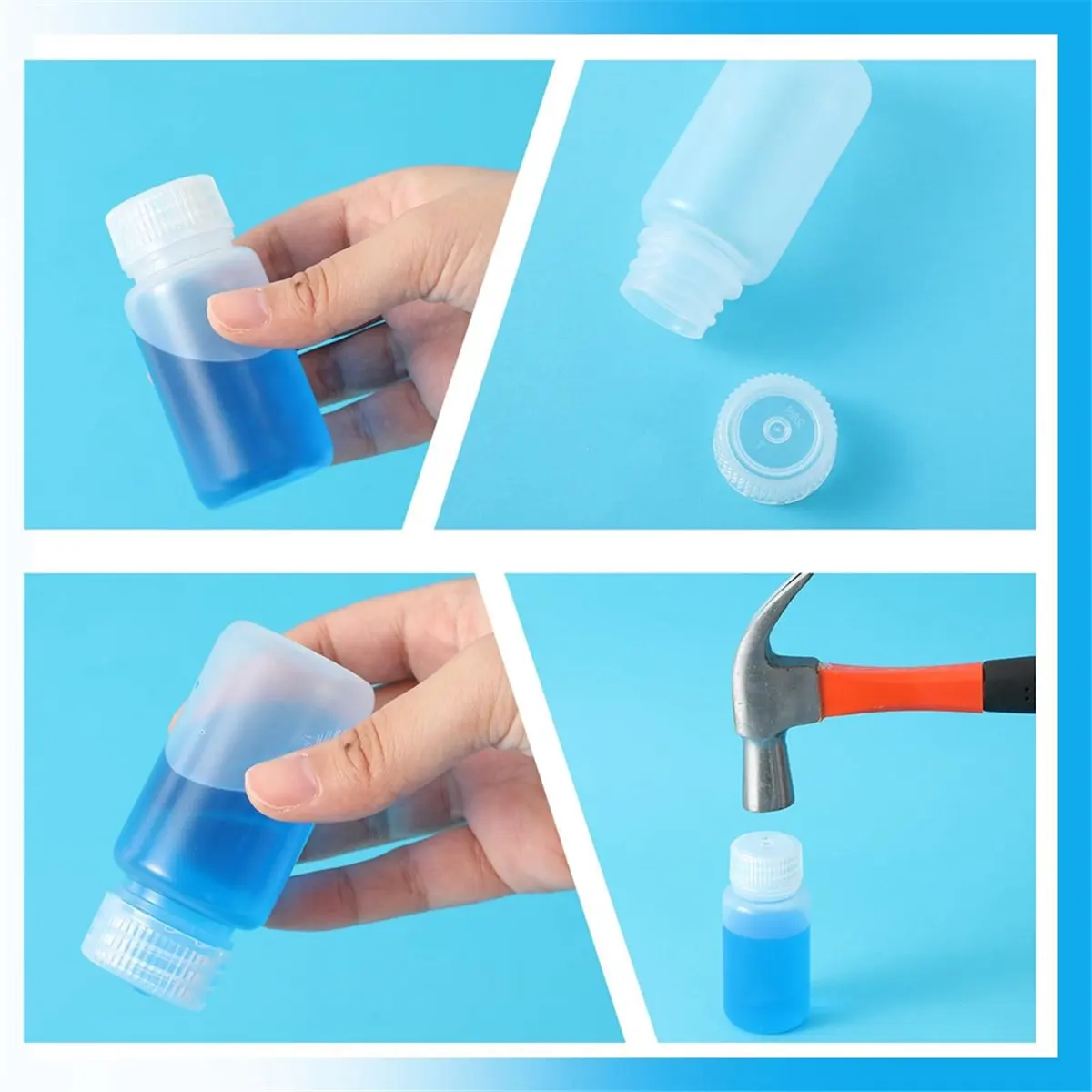 【~ New A64E】12 Pcs Pill Bottle Sample-Bottles Wide Mouth Reagent Bottle Plastic with Screw Caps Sample Containers 2 Oz 60 Ml