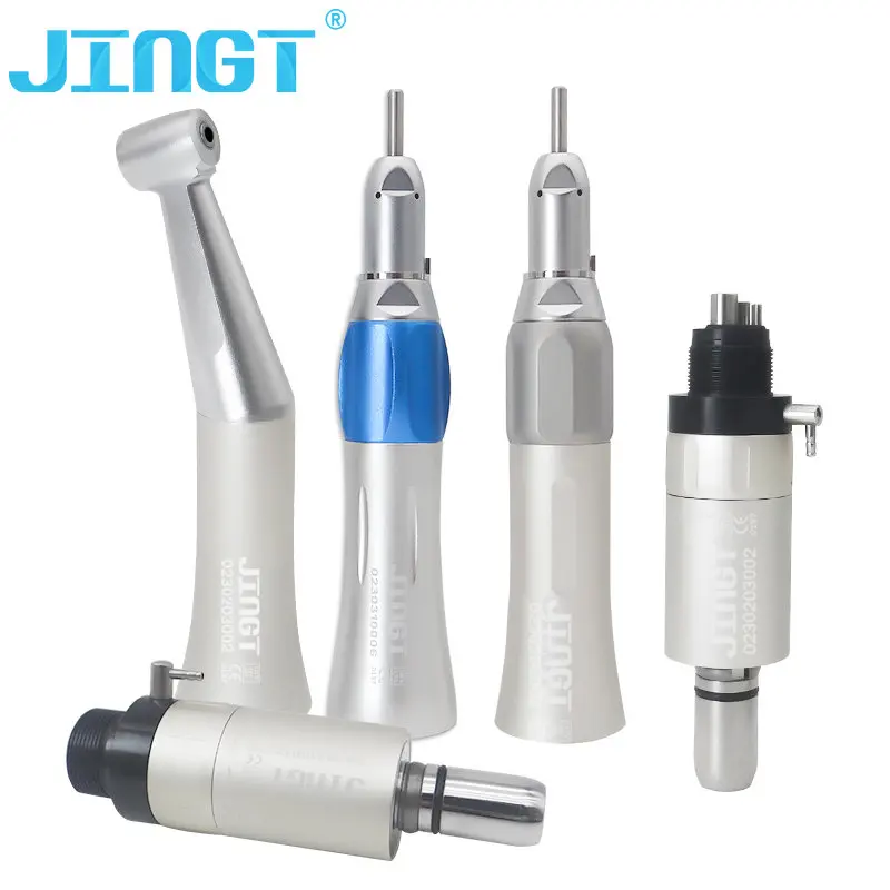 JINGT FX Type Dental Low Speed External Straight Handpiece MotorB2/M4 Air Push Button Contra Angle Dentist Tips Kit Fit KAVO/NSK