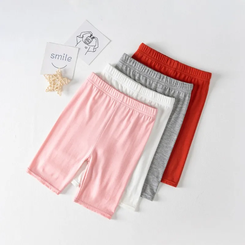 Girls Summer Leggings Modal Kids Knee Length Pants Leggins Trouser Elastic Solid Color Children Capris Girl Skinny Pants 3-10 Y