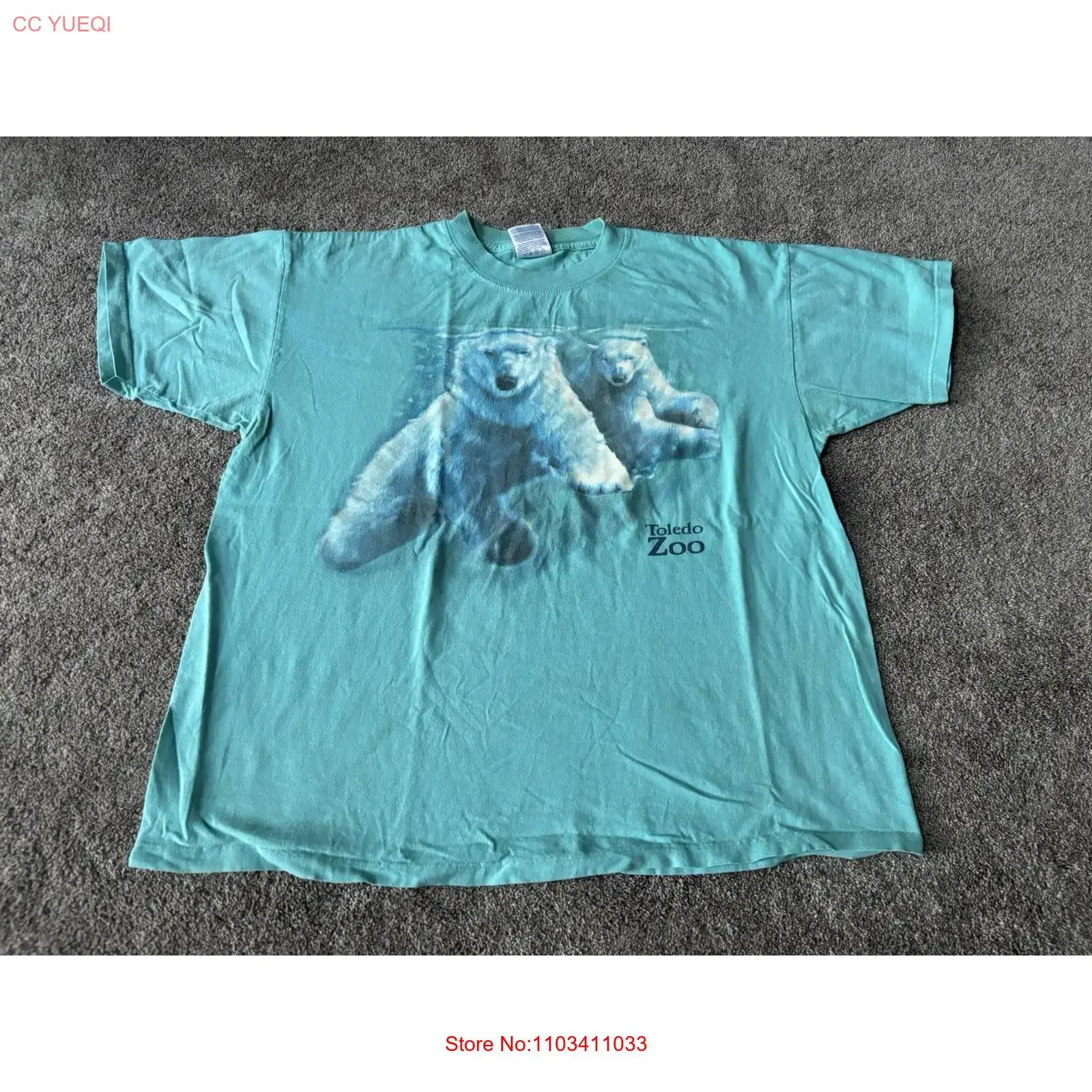 Camiseta Vintage con diseño de oso polar para hombre, talla XL, azul, Toledo Zoo, naturaleza, animales, vida silvestre, estilo vintage de los años 2000, ropa de diseñador con efecto lavado, gráfico para hombre