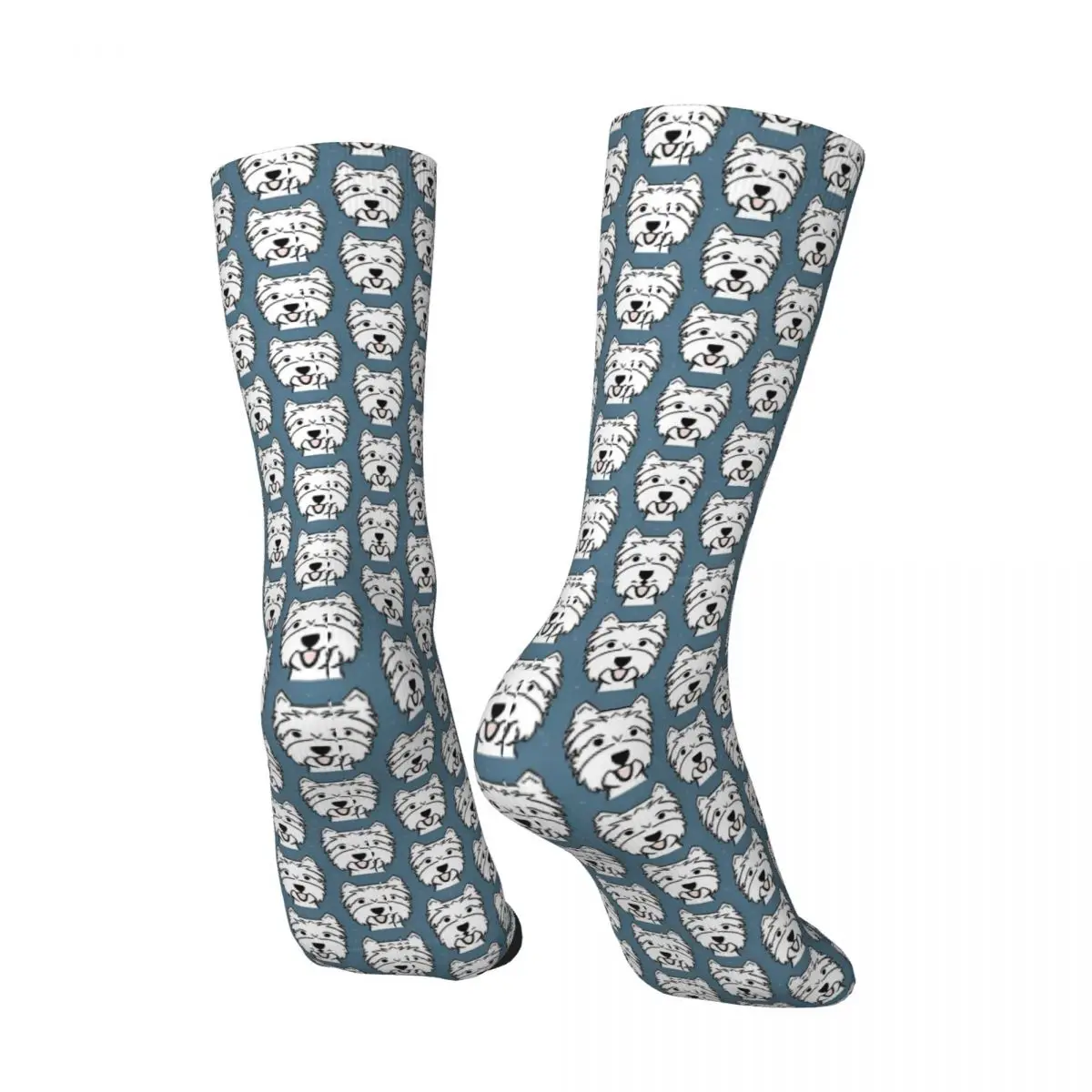 Calcetines azules West Highland Terrier Westie Dogs, medias Harajuku, calcetines antibacterianos de otoño para hombre, calcetines suaves estampados para montar en monopatín