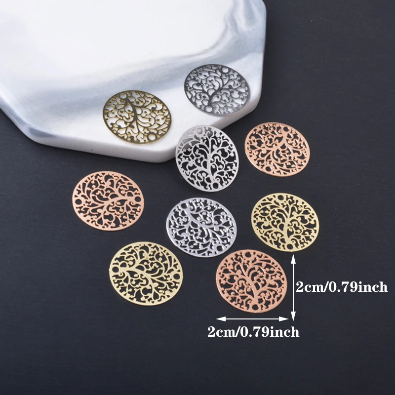 10pcs Paint round Charms Connector Filigree Tree Earrings Pendant DIY  Jewelry Making Accessories