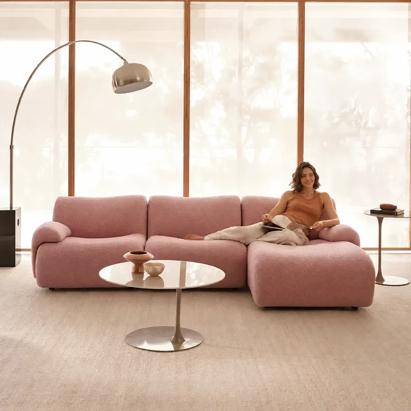 Modern Modular Corner Sofa for Small Apartments Italian Fabric 3 Seater Sectional Couch Living Room Furniture