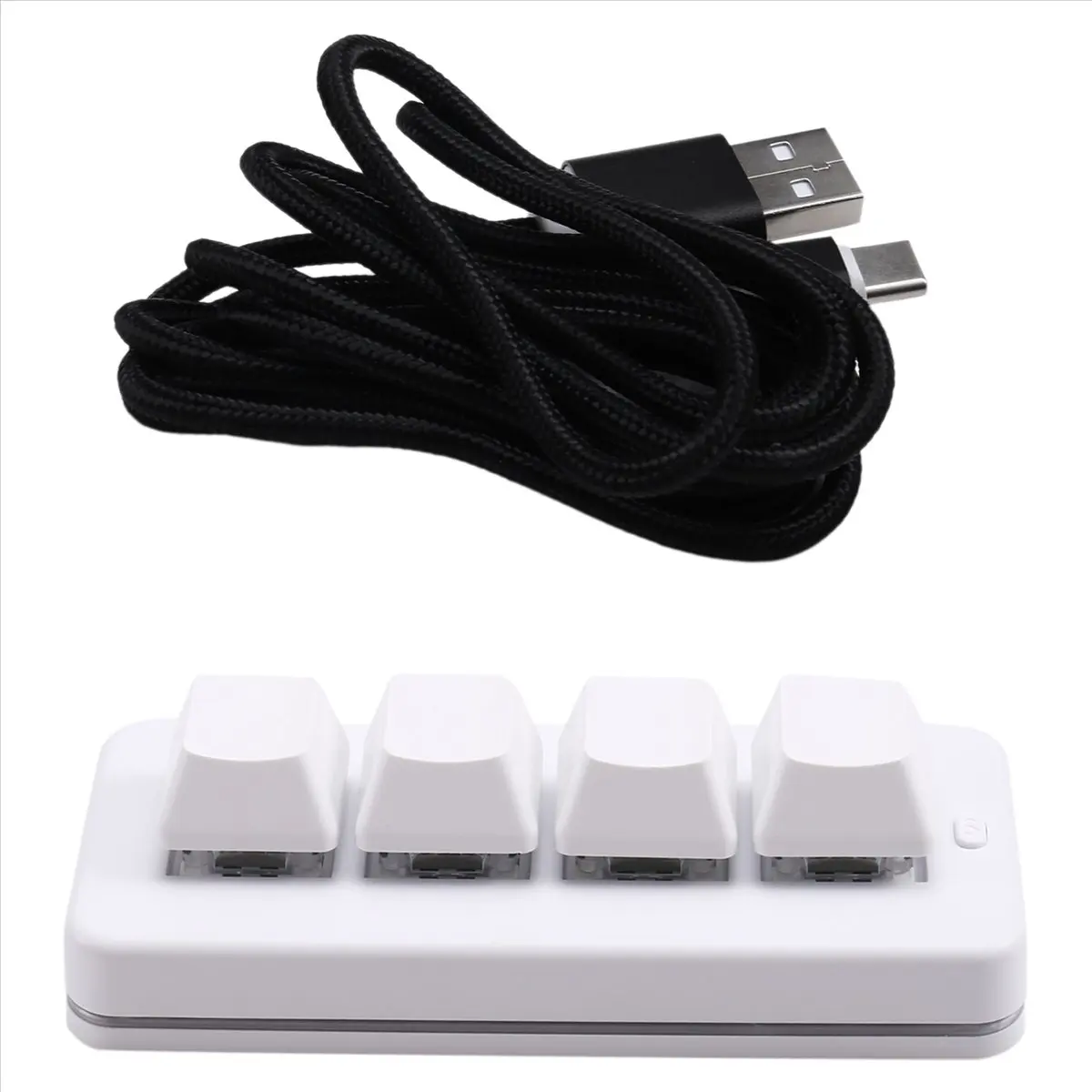 AC455★♠◐MK424U 4-Key Mini Customized Keyboard with Mechanical Blue Switch USB Connection for Game Multimedia White