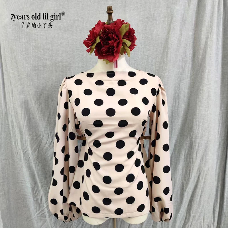 Chiffon Flamenco Spanish Dance Polka Dot Print Top ECA24