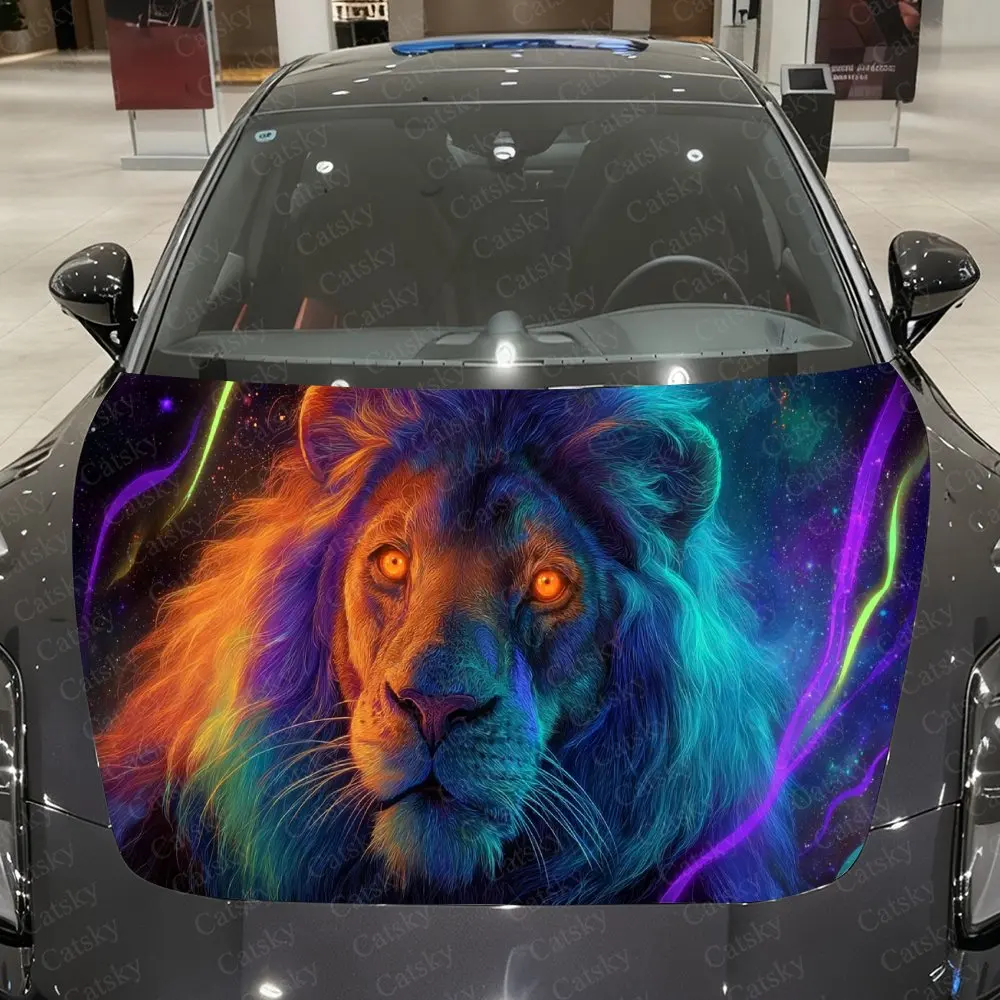 

Виниловая пленка Galaxy Color Lion для автомобиля, водонепроницаемая наклейка на капот автомобиля из материала ПВХ, самоклеящиеся устойчивые к царапинам наклейки для двигателя