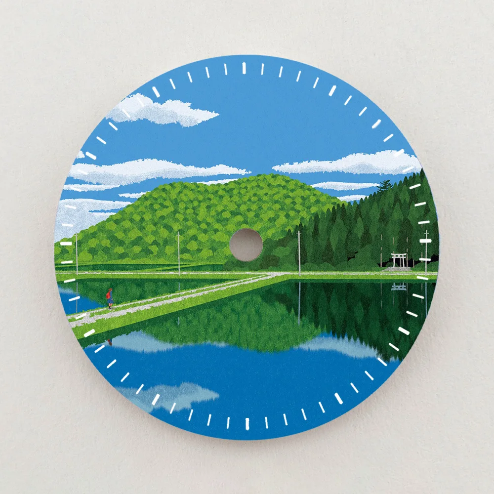 28.5mm NH35 Dial Lake Mountain Reflection Scenery Dial Luminous NH36 Dial Watch Accessories Fits NH35/NH36 Movements Custom LOGO