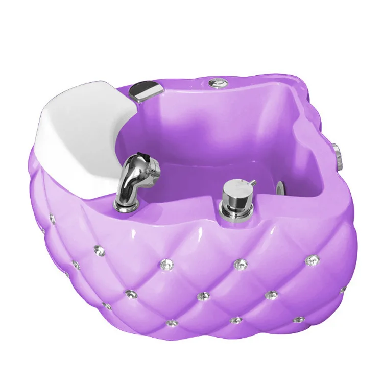 Luxury Queen Pedicure Chair with Diamond Basin Bowl Drain Pipe Multi Color Foot Spa Chair for   Salon