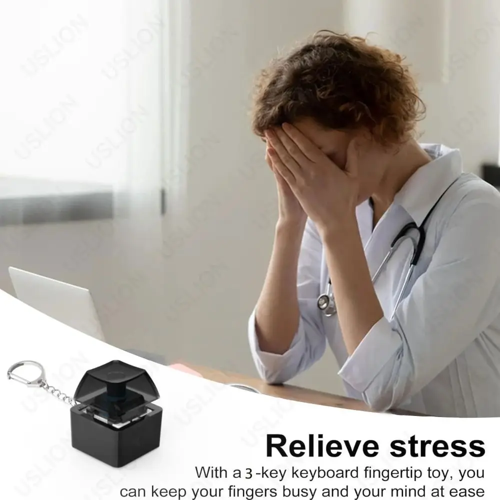 New DIY Keyboard Fidget Keychain With Light Keys Button Finger Keyboard Caps Pass The Time Relief Stress Pinch