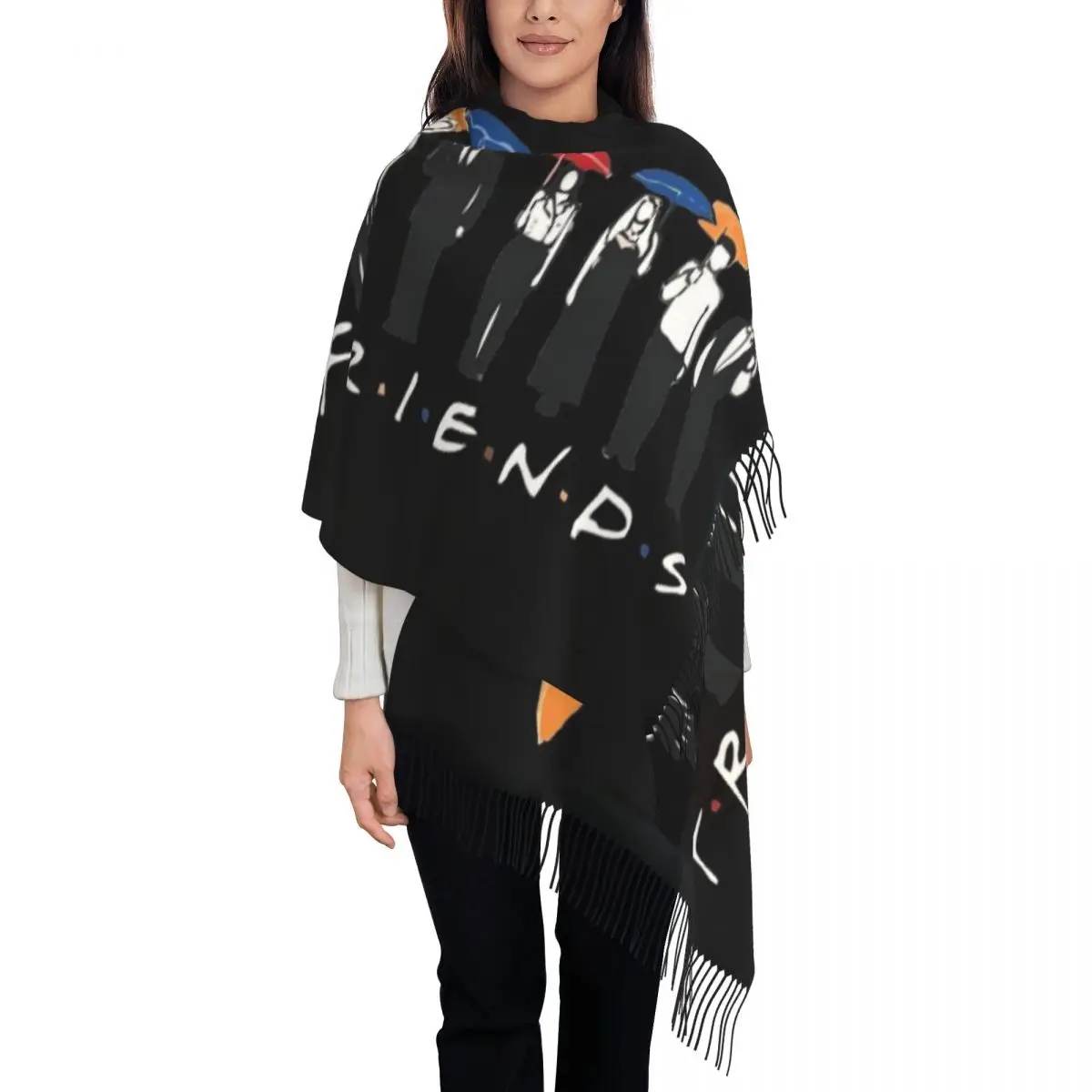 

Lady Large Classic Friends TV Show Scarves Women Winter Fall Soft Warm Tassel Shawl Wraps Scarf