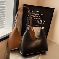 Fashion Underarm Shoulder Bags For Women PU Leather Pure Color Armpit Hobo Bag 2024 New Luxury Designer Purses And Handbag
