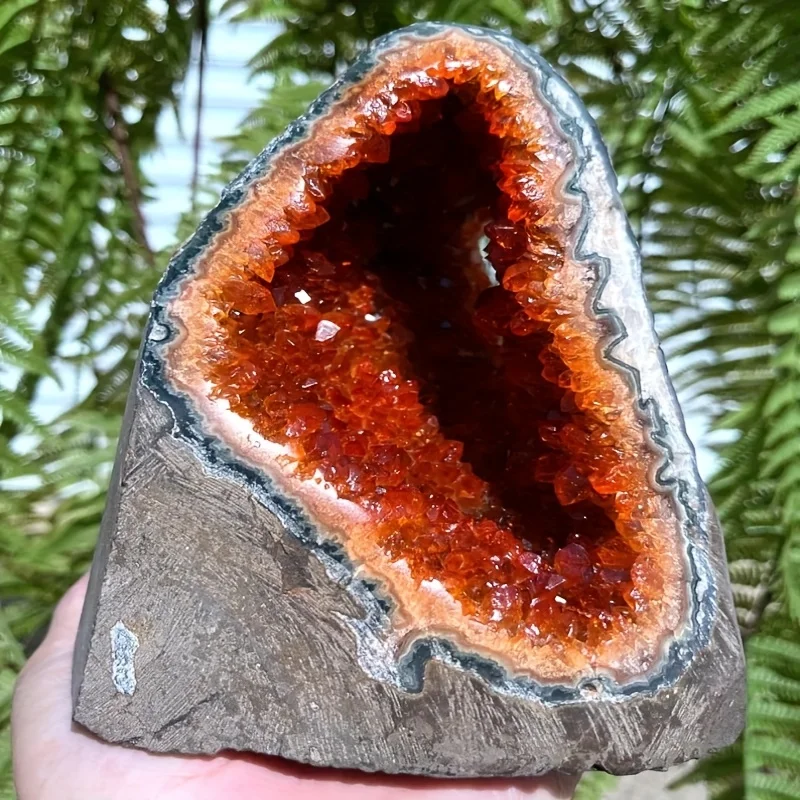 1 Stunning Orange Quartz Crystal Cluster - Unique Mineral Rock Gift Idea - Handmade Decoration for Home and Office - view 3