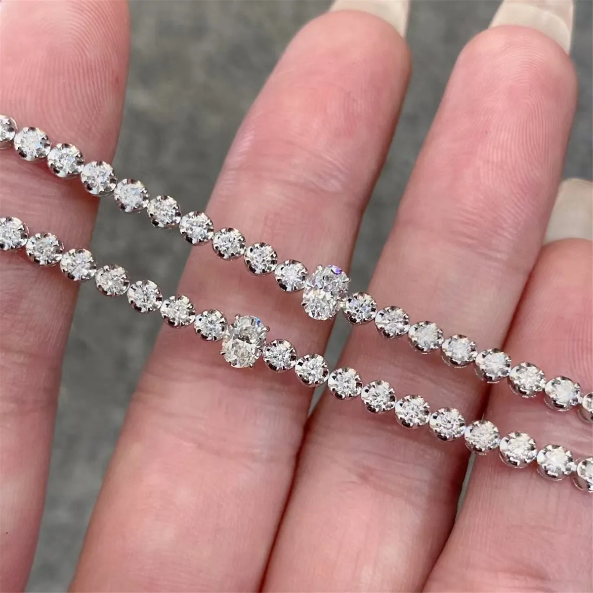 HPHT 18K Gold Lab-Grown Diamond Elliptical 0.5ct Full Diamond Bracelet, Teardrop 0.5ct 14K Gold Fashion Jewelry Bracelet Custom view 2