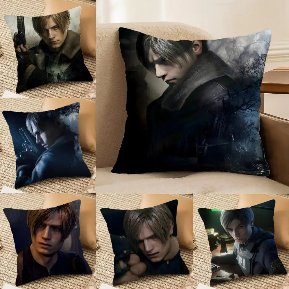 R-Resident E-Evil Leon Kennedys Cushion Cover Plush Fabric Soft Double-Sided Printed Sofa Home Decor Fine Gift Pillow Case