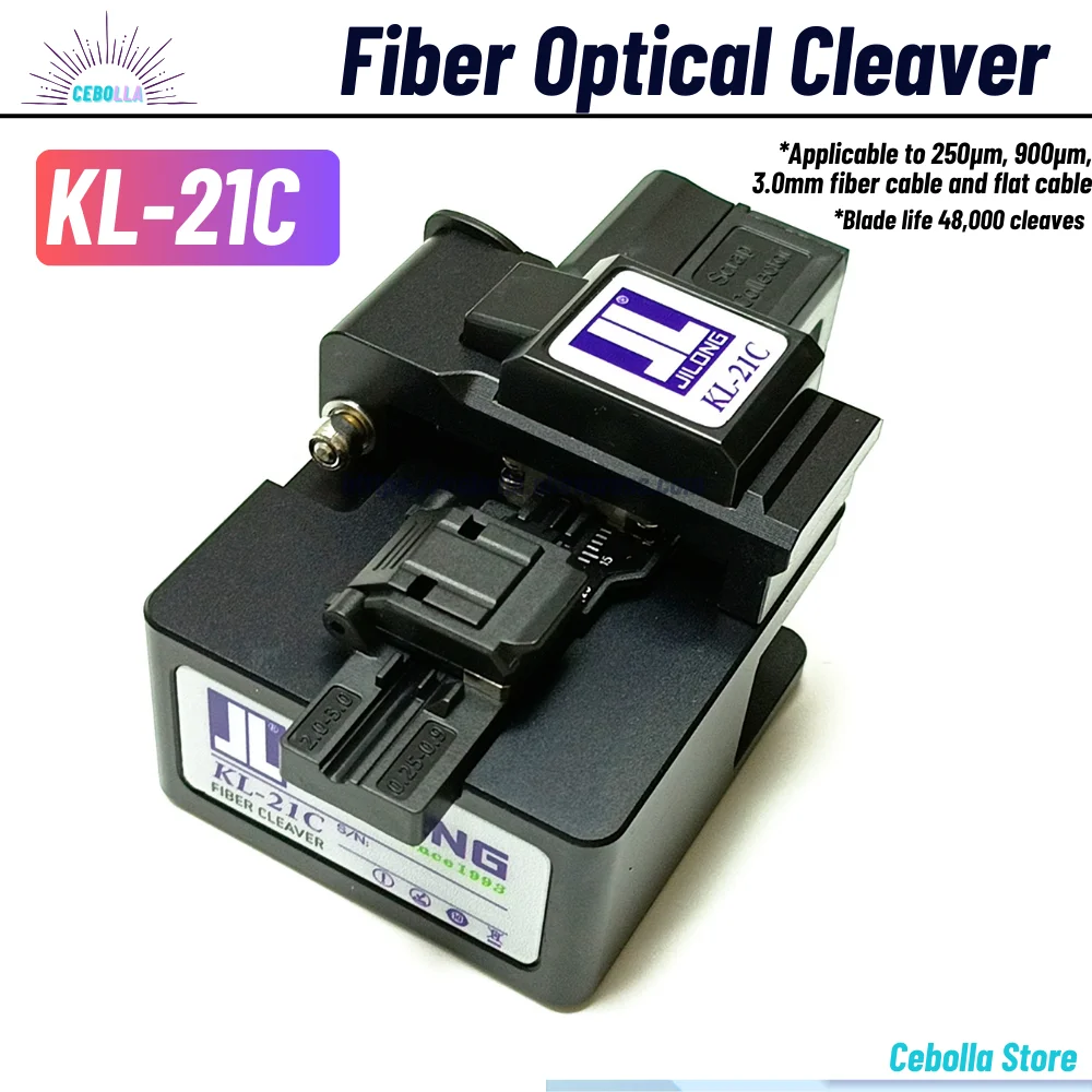 

JILONG Optical Fiber Cleaver Upgraded KL-21C High Precision Auto Offcut Bin Cable Cutter 48000 Times Blade Life