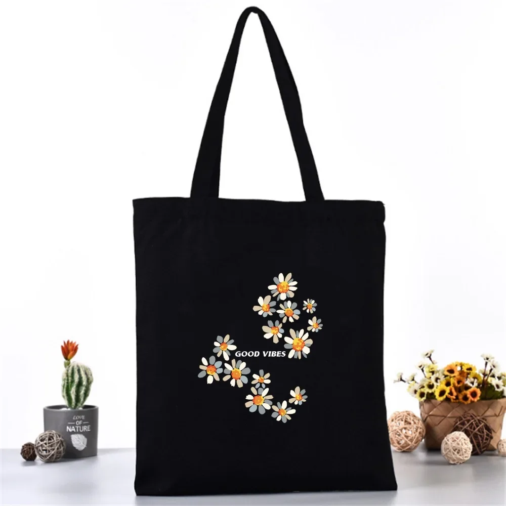 Women Shoulder Bag Canvas Bag Harajuku Shopping Bags 2020 New Fashion Casual Handbags Grocery Tote Girls Daisy Printing