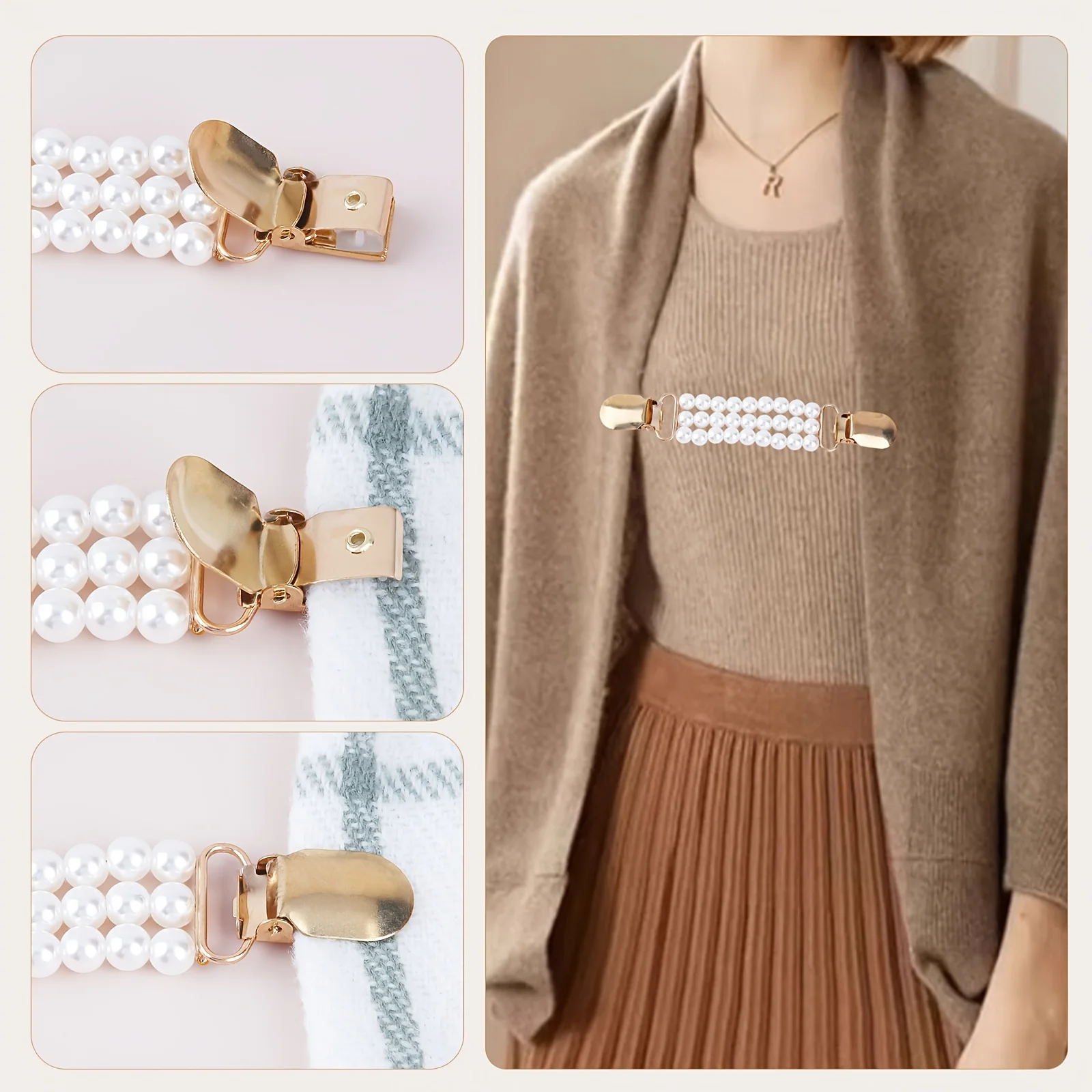 Adjustable Waist Cinchers Retro Alloy Brooches for Women Shawl Collar Clips Scarf Clasp Anti-Slip Fixing Fashion Accessories