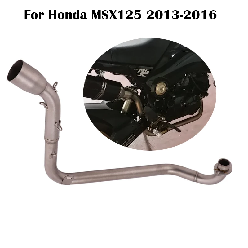 50.8MM Motorcycle Exhaust Front Link Pipe Stainless Steel Connect Tube Slip On Fit Under Seat Side For Honda MSX125 2013-2016