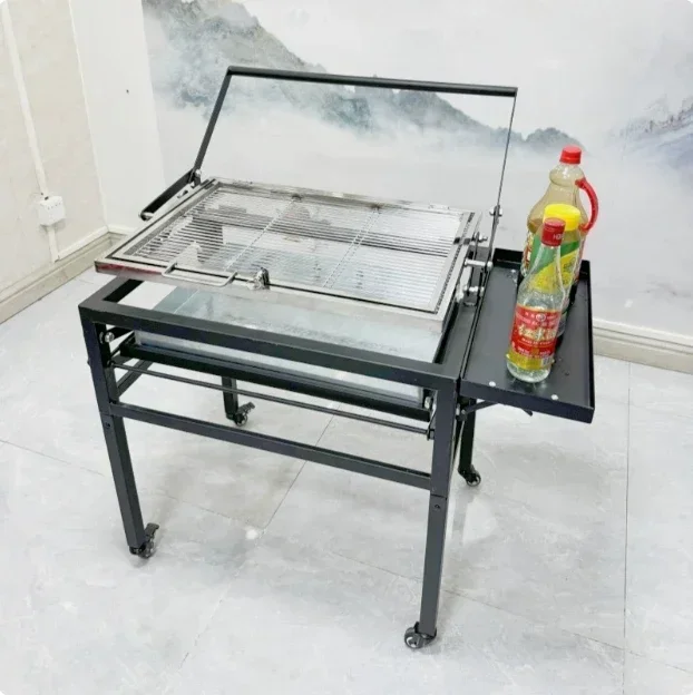 Adjustable height Carbon Manual Flip  BBQ Rotating Bbq Basket Net  easy flip grill bbq