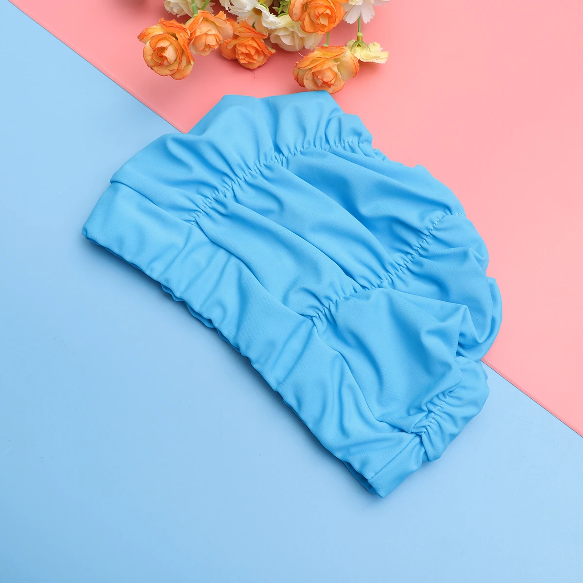 

Pleated Swimming Cap for Women Pool Hair Protector Caps Fabric Accessories