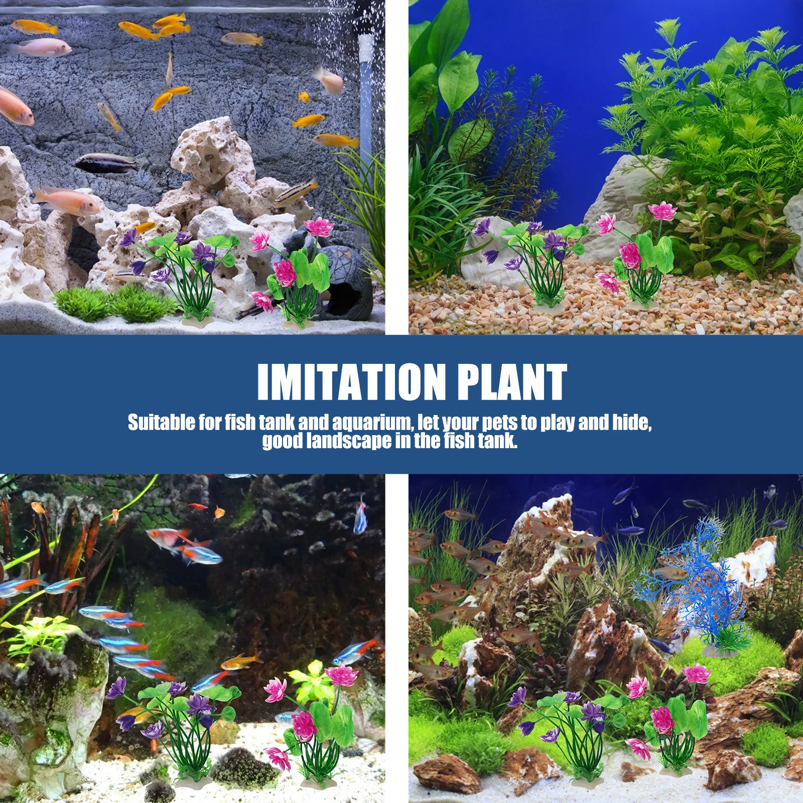 

2Pcs Plastic Aquarium Lotus Ornaments Fish Tank Decoration Beautiful Simulation Aquatic Plants Easy Wipe Adds Fun