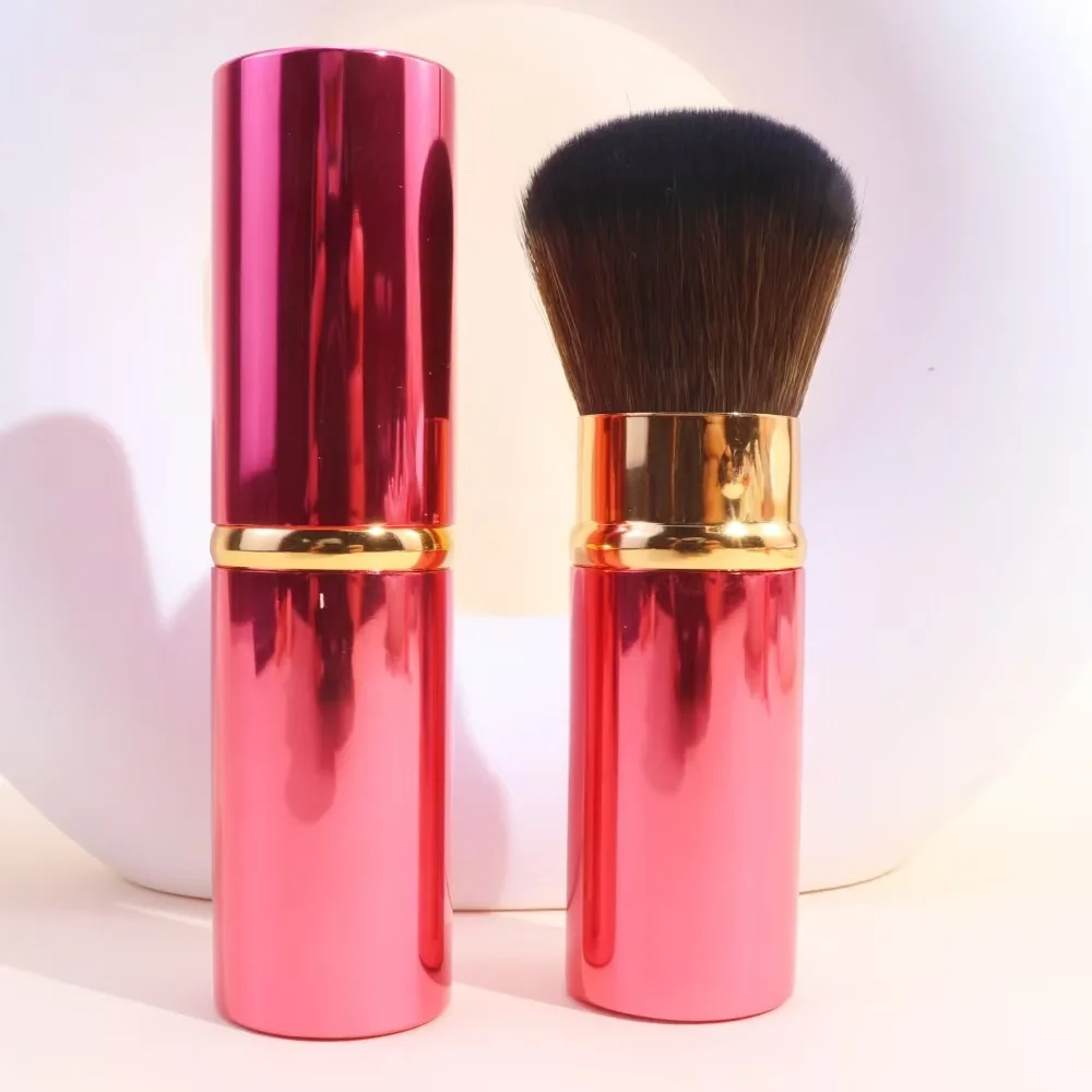 1Pc 格納式メイクブラシパウダーファンデーションブレンド赤面顔歌舞伎ブラシ Maquiagem メイクアップ化粧品ツールランダムな色