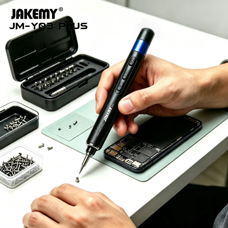 JAKEMY Wirelesss Electric Screwdriver Set with LED Light Rechargeable Cellphone Camera Disassembly Screw Driver Kit view 6