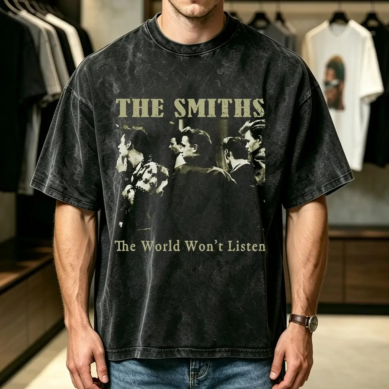 washed T Shirt Vintage The Smiths Aesthetic Retro 80s Musical long or short sleeves vintage Washed graphic Breathable
