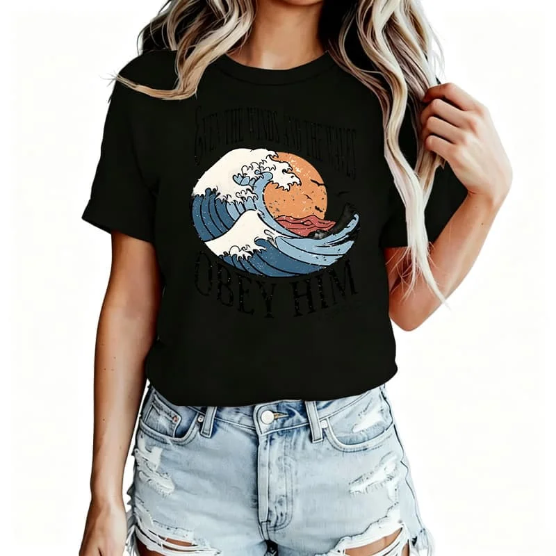Even the Wind and the Waves Women's T-Shirt 100% Cotton Funny Graphic Short Sleeve Tee Novelty Shirt Casual Crew Neck Top S-5Xl