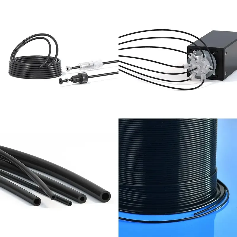 High Temperature 1mm ID 2mm OD Black Rigid Pipe, Surface Finished Smooth Fittings